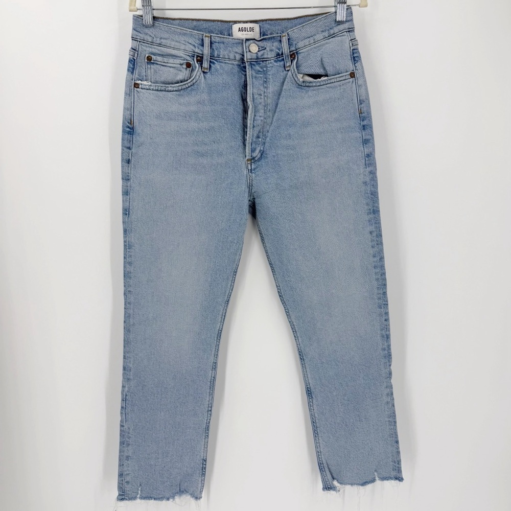 Agolde Riley Crop Button Fly High Rise Raw Hem 29
